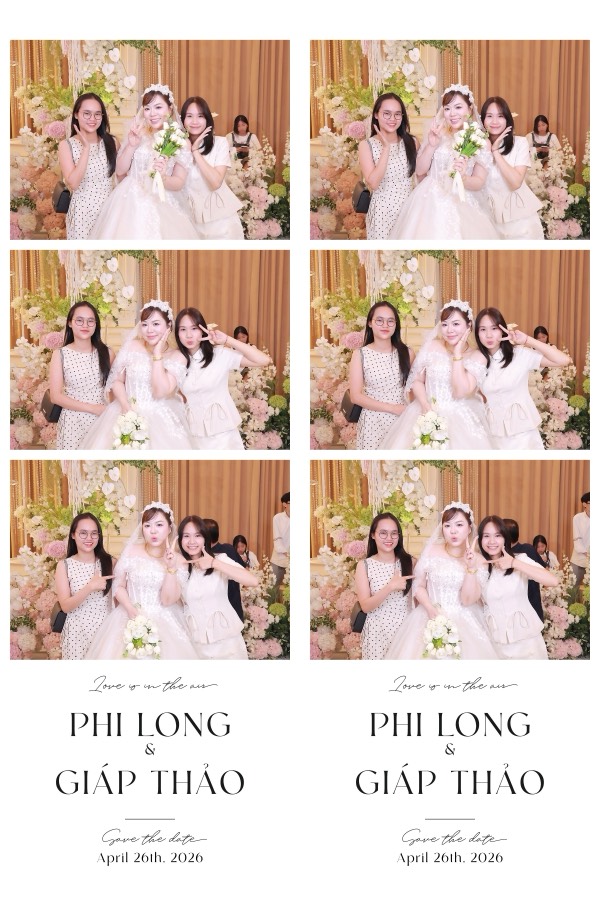 Ảnh in sáu khung hình cô dâu và phù dâu