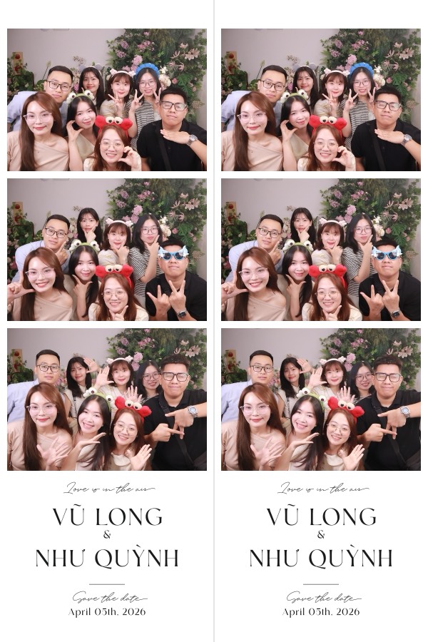 Ảnh in nhóm bạn tại cưới Vũ Long và Như Quỳnh
