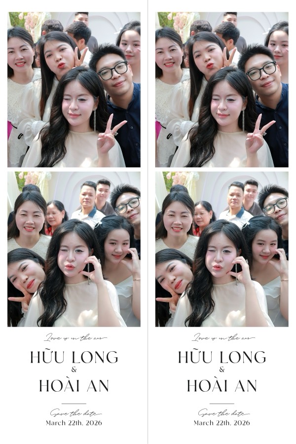 Ảnh in bốn khung hình, cưới Hữu Long và Hoài An